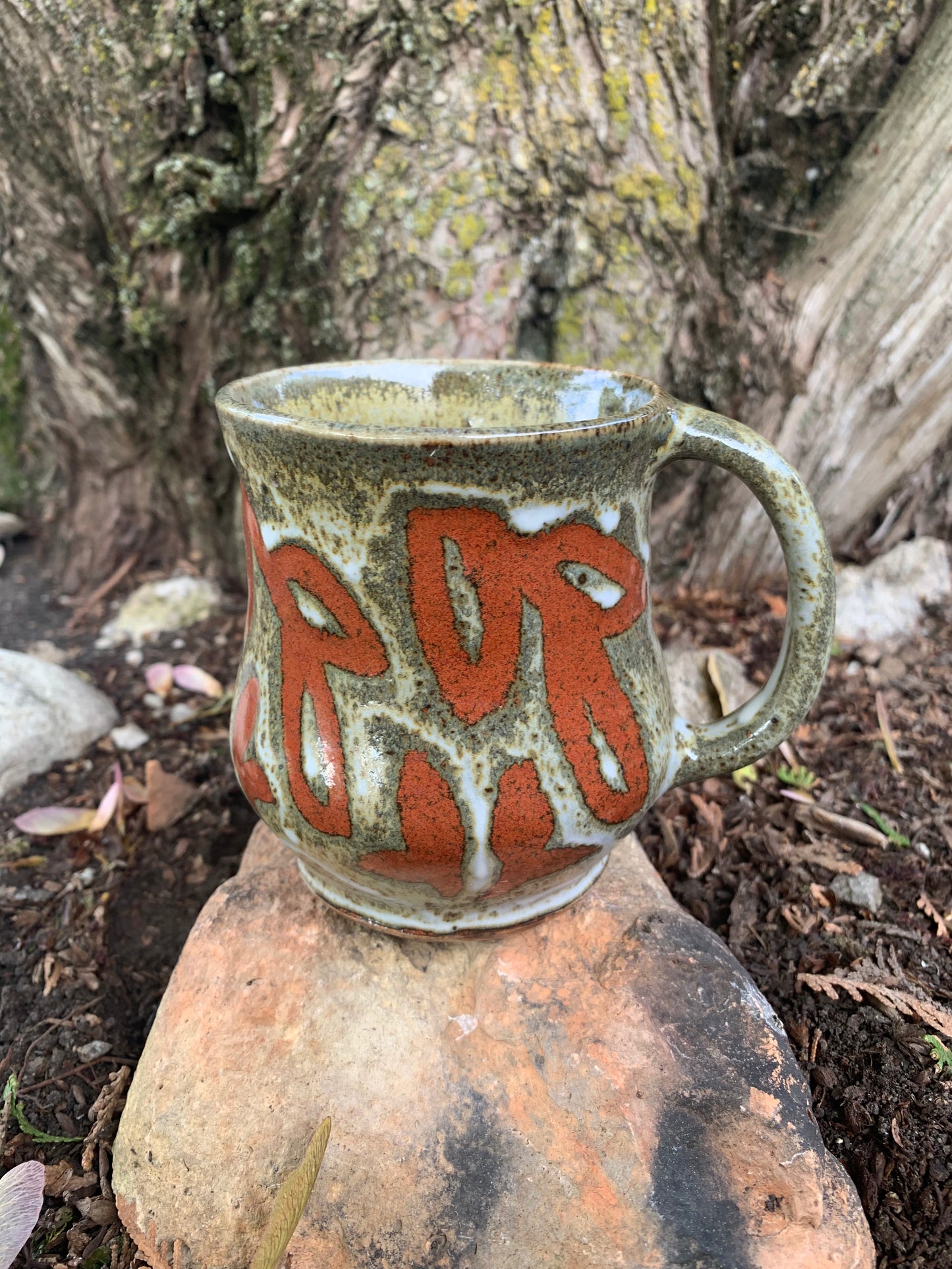 Textured White with Orange Detail Mug #4