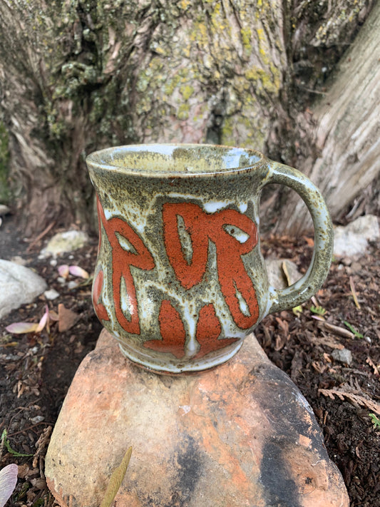 Textured White with Orange Detail Mug #4