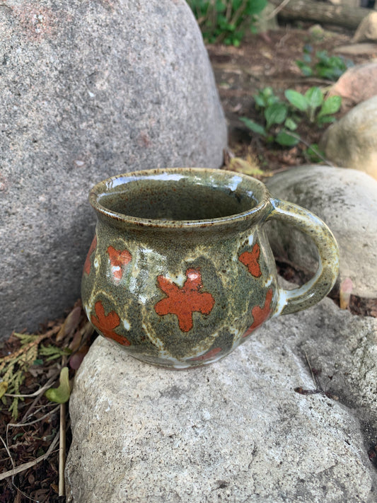 Textured Olive Green and Orange with White Accent Mug #5