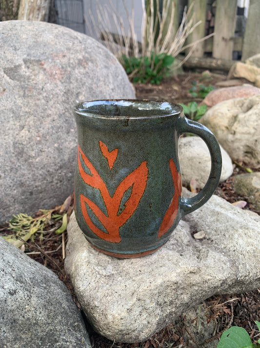 Speckled Blue-Green with Orange Mug #2