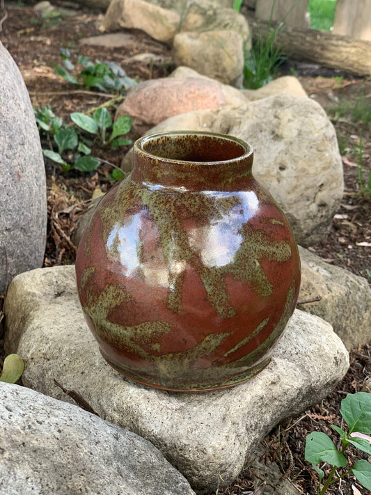 Speckled Green and Auburn Vase