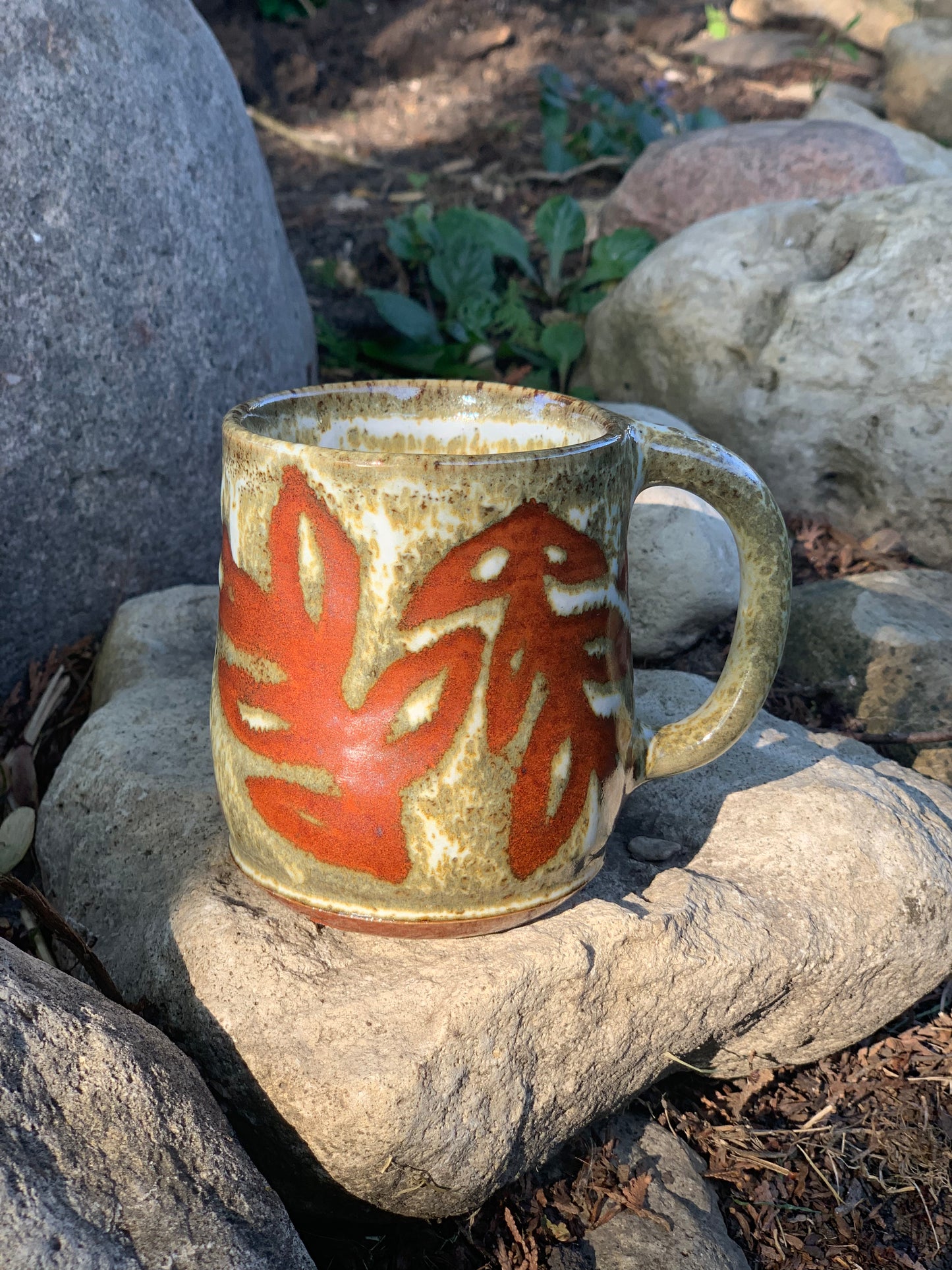 Textured White with Orange Detail Mug #5