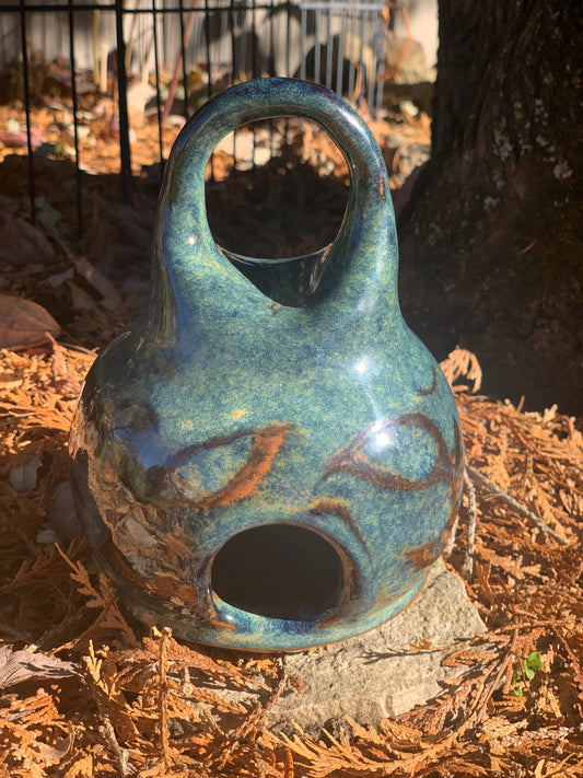 Blue and Bronze Birdhouse #1